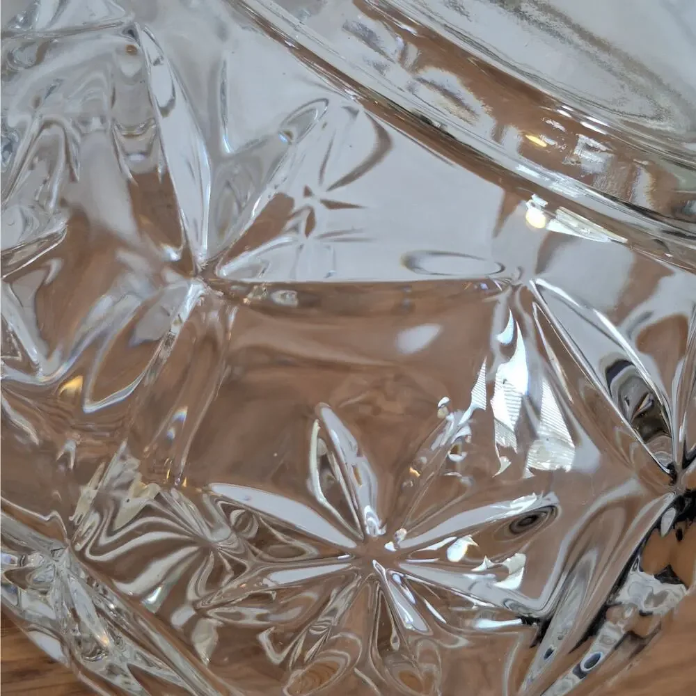VTG Teleflora 24% Lead Crystal Christmas Ornament Candy Dish Trinket Jar Czech